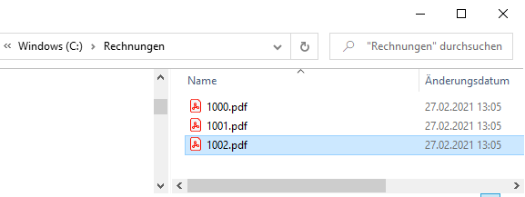 Rechnungen als individueller Anhang, PDF-Dateien